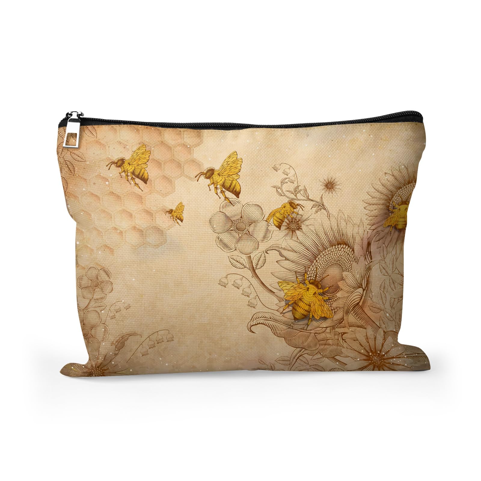 Cafl Hawaiian Palm Leaf Makeup Bag Tropical Palm Trees Cosmetic Bag Zipper Pouch Large Toiltry Bag Travel Linen Make Up Organizer Purse for Women 10×8Inch